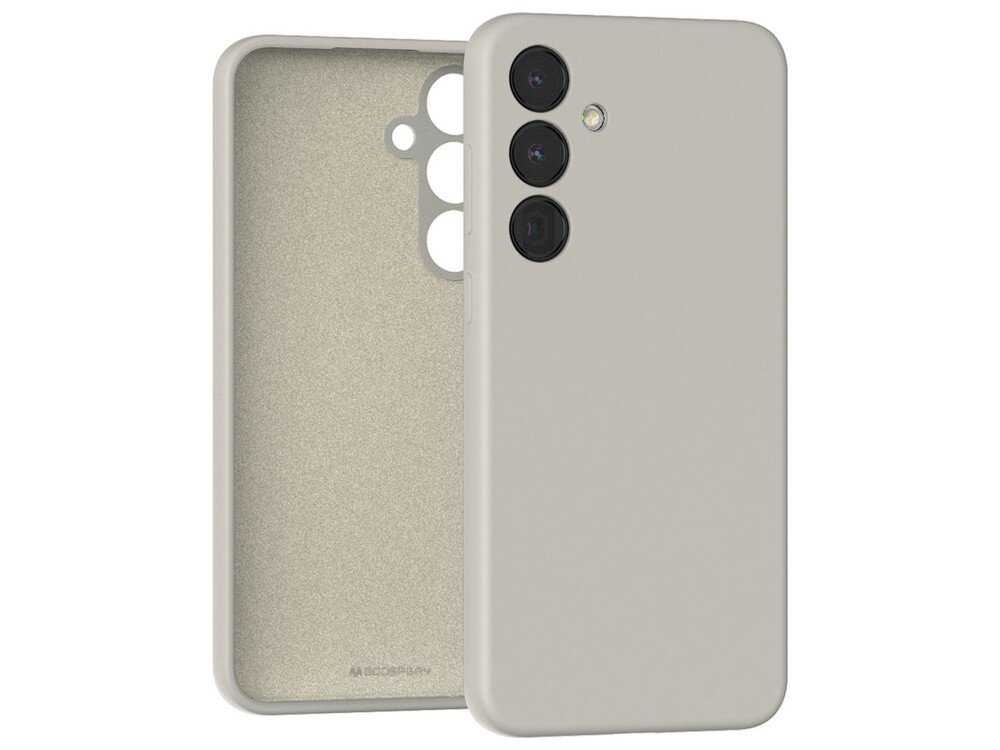 Etui w kolorze kamiennym z trzema otworami na aparaty i dodatkowym otworem na lampę błyskową. Wewnątrz widoczne jest logo \'MERCURY\'.