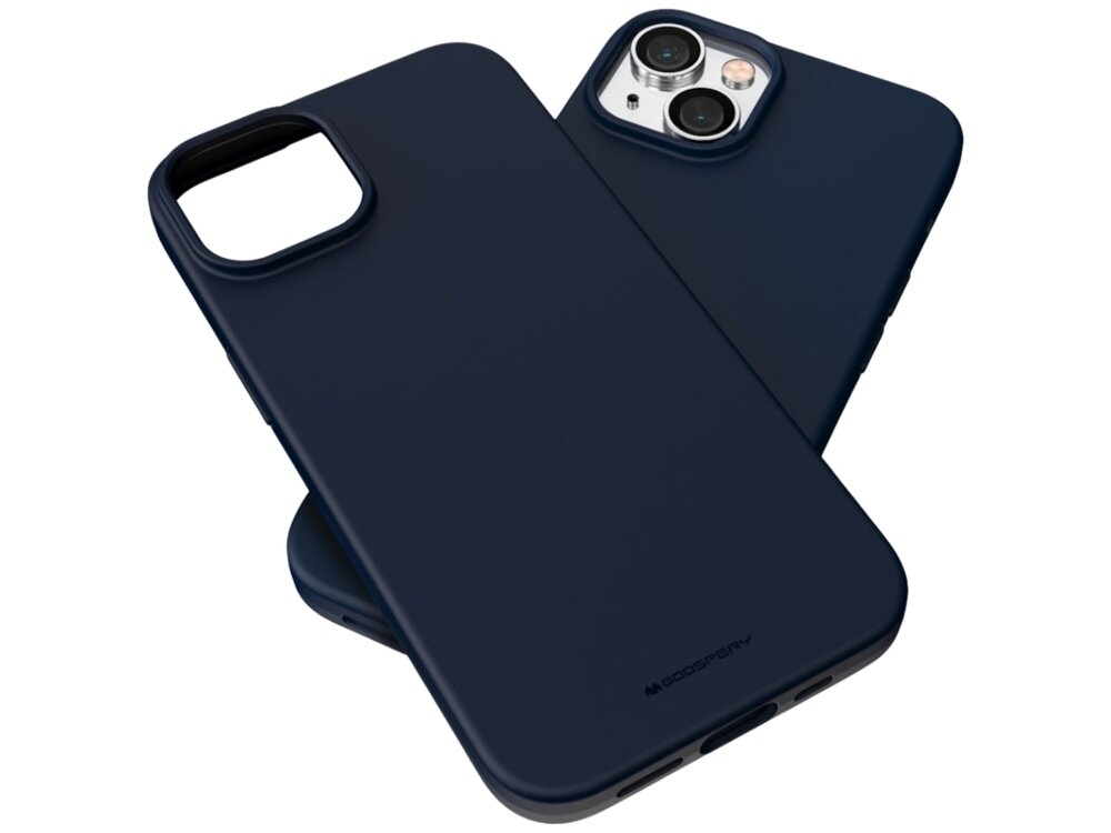 Na obrazie widoczne są dwa niebieskie etui na telefon, jedno z nich ma wycięcie na aparat. Na jednym z etui znajduje się logo \'MERCURY\'.