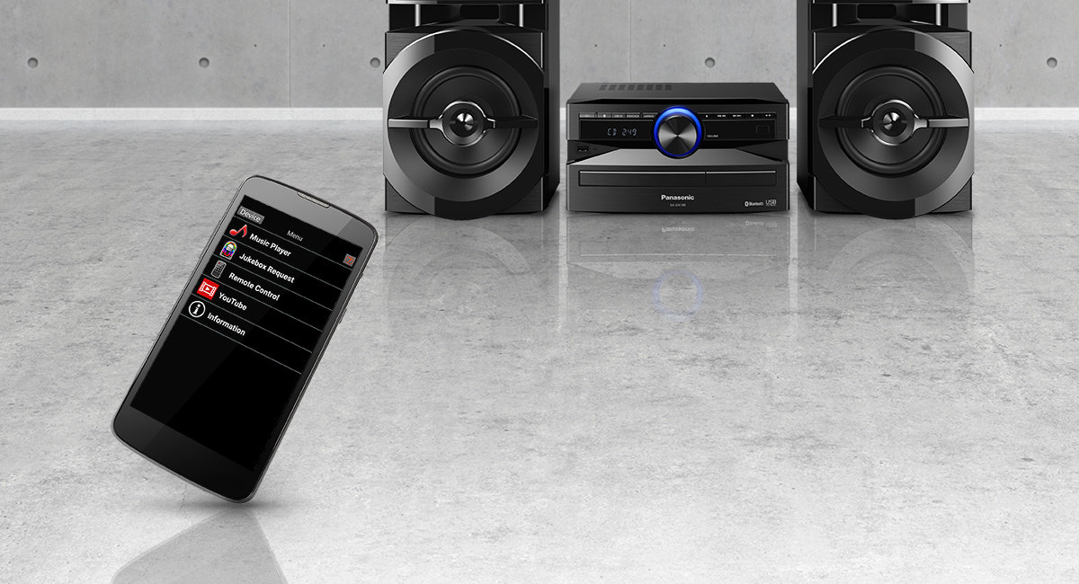 Wieża PANASONIC SC-UX100E-K dj jukebox usb aplikacja miksowanie