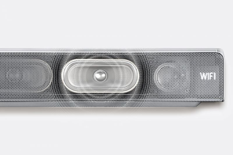 Samsung Głęboki i czysty bas. Wbudowany subwoofer i technologia Distortion Cancelling*