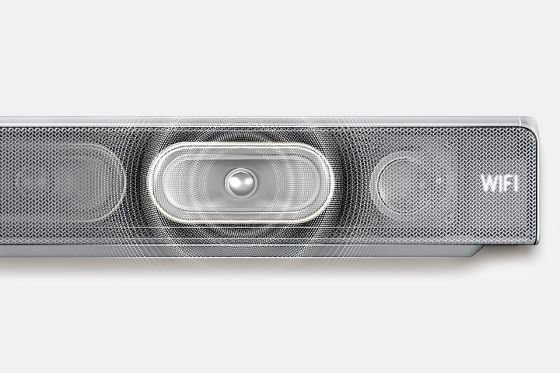 Samsung Głęboki i czysty bas. Wbudowany subwoofer i technologia Distortion Cancelling*