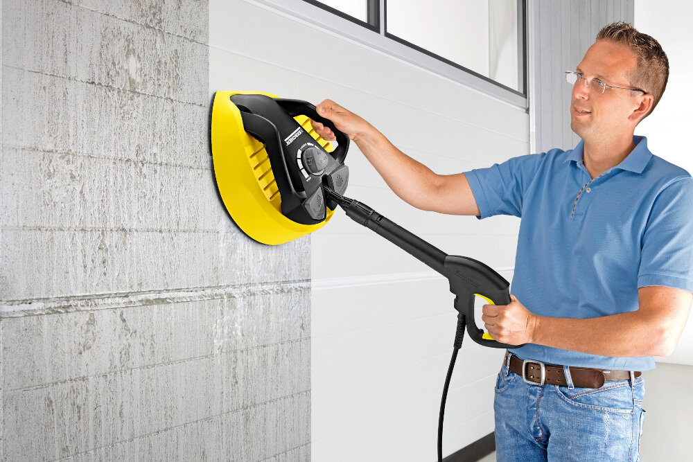 Szczotka KARCHER T-Racer T 450 2.643-214.0 łatwe i wygodne czyszczenie wszystkich powierzchni powierzchnie pionowe praktyczne uchwyty łatwe niewymagające wysiłku mycie efekt lekkiego unoszenia przystawki nad czyszczoną powierzchnią