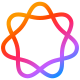 Kolorowy symbol w kształcie atomu złożony z ośmiu połączonych łuków, tworzący zamkniętą pętlę.