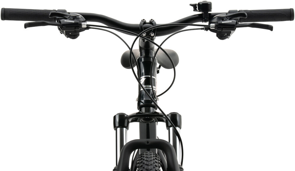 Rower górski MTB INDIANA X-Pulser 2.7 M17 27.5 cala męski Czarno-czerwony kierownica na białym tle widoczna od przodu kierownica marki SIXTY typu A-6012 precyzja prowadzenia i swoboda manewrowania kontrolowanie toru jazdy wspornik MAGIX A6938 Ahead dopasowanie ustawienia