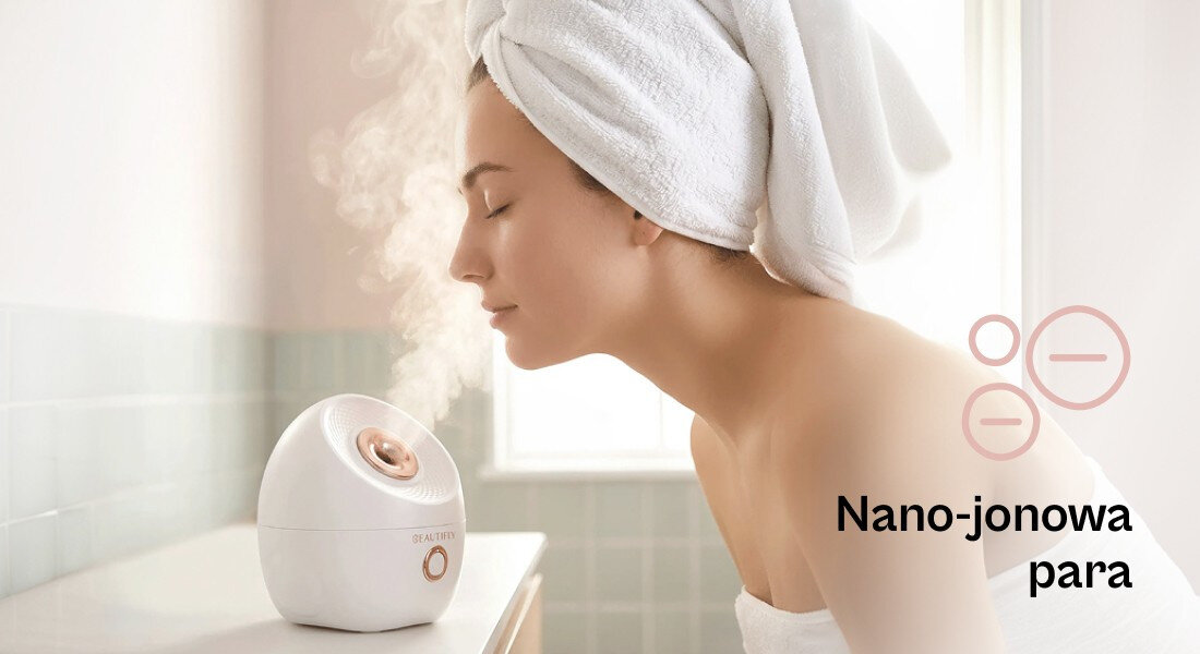 Sauna do twarzy BEAUTIFLY Skinmist Pro zdjęcie lifestyle para w praktyce Technologia nano-jonowej pary 