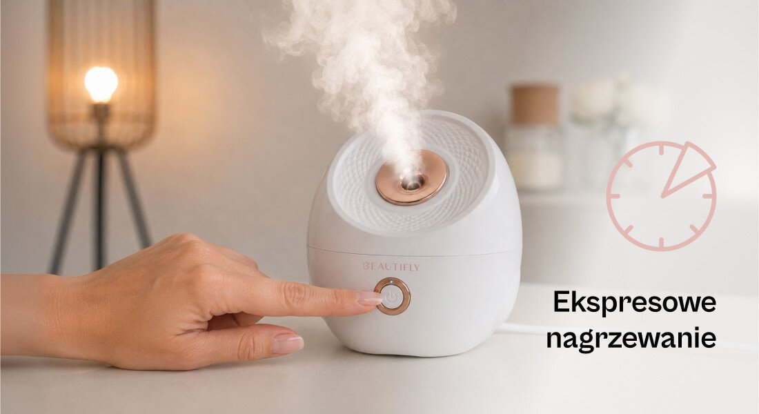 Sauna do twarzy BEAUTIFLY Skinmist Pro zdjęcie lifestyle Szybki start szybkie nagrzewanie oczyszczanie