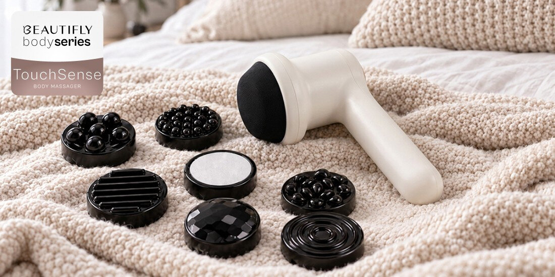 Masażer antycellulitowy BEAUTIFLY 8w1 TouchSense zdjęcie lifestyle Bezprzewodowa pielęgnacja  etui  
