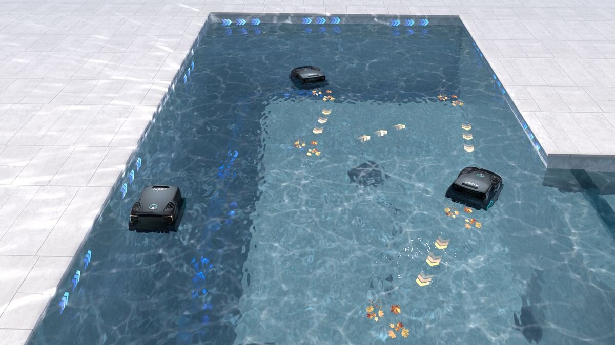 Robot do czyszczenia basenów AIPER Scuba X1, Napęd, manewrowość, kontrola, wydajność, Robot czyszczący dno, ściany oraz linię wody basenu.