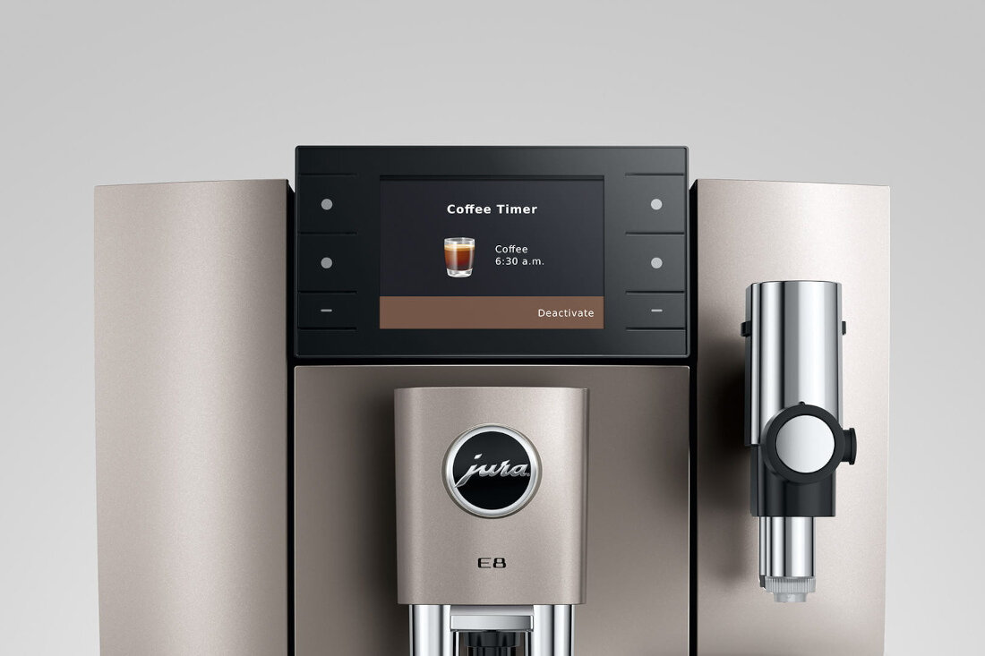 Ekspres JURA E8 Midnight Silver (ED) Poranek bez pośpiechu funkcja Coffee Timer uruchamia się automatycznie kawa napój