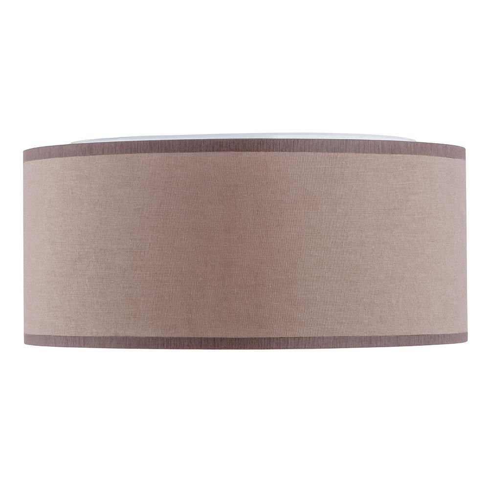 Plafon sufitowy w kolorze biało-cappuccino z prostym, cylindrycznym kloszem. Lampa ma elegancki wygląd, odpowiednia do salonu i sypialni.