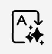 Czarny symbol przedstawiający literę \'A\' z zakrzywioną strzałką skierowaną w dół oraz trzema gwiazdkami obok.