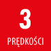 Czerwony kwadrat z białym napisem \'3 PRĘDKOŚCI\'.