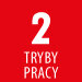 Czerwony kwadrat z białym napisem \'2 TRYBY PRACY\'.