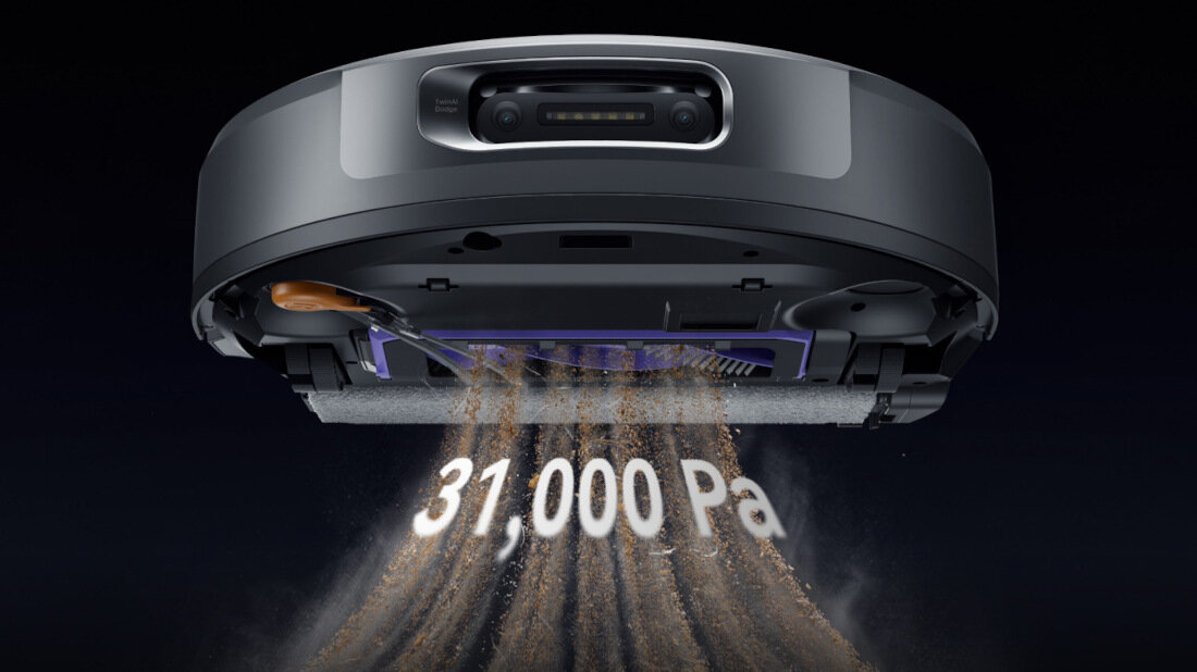 Robot sprzątający NARWAL Flow 2 Compact Dock Skuteczne odkurzanie Siła ssąca 31 000 Pa przepływ powietrza 13.68 L/s  kurz, okruchy i zabrudzenia z różnych powierzchni szczotka rolkowa antysplątaniowa szczotka boczna System wykrywania cząstek zdjęcie lifestyle