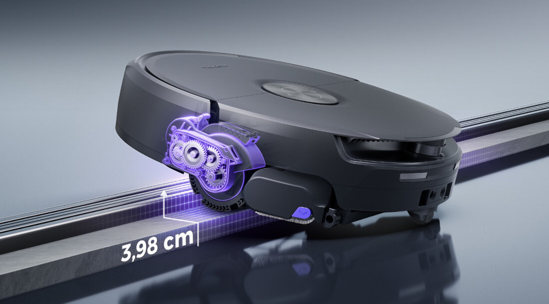 Robot sprzątający NARWAL Flow 2 Compact Dock Czyszczenie krawędzi i dywanów Wysuwana szczotka do krawędzi Funkcja dokładnego czyszczenia dywanów Robot pokonuje przeszkody do 4 cm w trybie dwustopniowym 3 cm w trybie jednostopniowym zdjęcie lifestyle