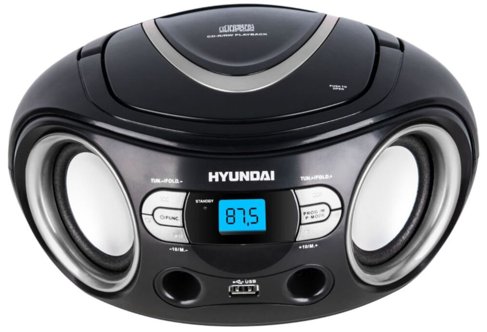 Radioodtwarzacz HYUNDAI TRC 533 AU3BS - Muzyka w prostym stylu, Radioodtwarzacz od frontu na białym tle