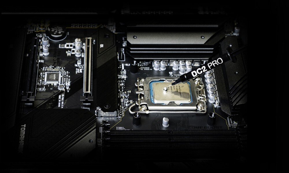 Chłodzenie CPU BE QUIET! Dark Rock 6 Strzykawka nakładająca niewielką kroplę pasty termoprzewodzącej o nazwie 'DC2 PRO' na metalową powierzchnię procesora, niklowana podstawa