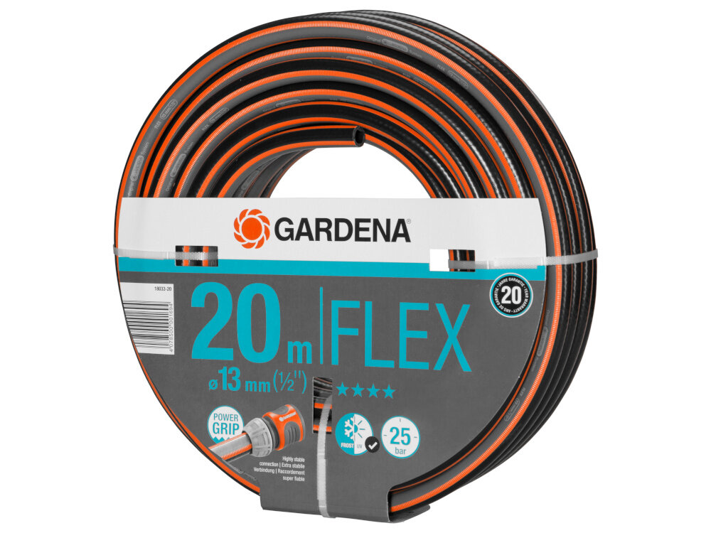 Wąż ogrodowy GARDENA Comfort Flex 1-2 cala 20 m 18033-20 odpornosc na promienie UV ochrona materialu odpornosc na mroz trwalosc w trudnych warunkach pogodowych zachowuje swoje wlasciwosci przez caly rok