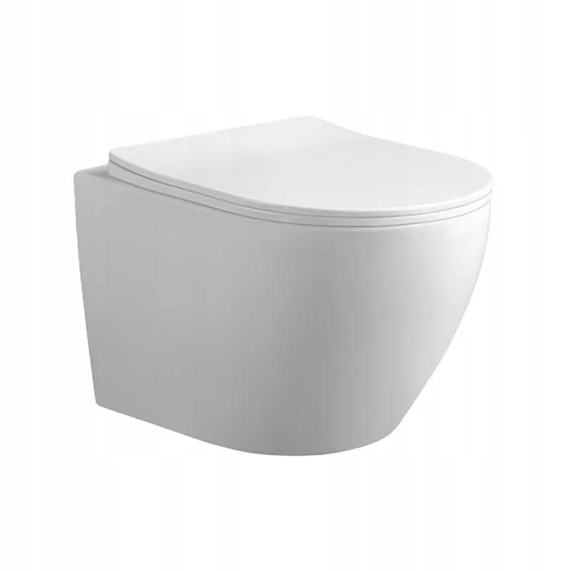 Na obrazie widoczna jest biała, nowoczesna miska WC o zaokrąglonym kształcie. Produkt ma gładką powierzchnię i minimalistyczny design.