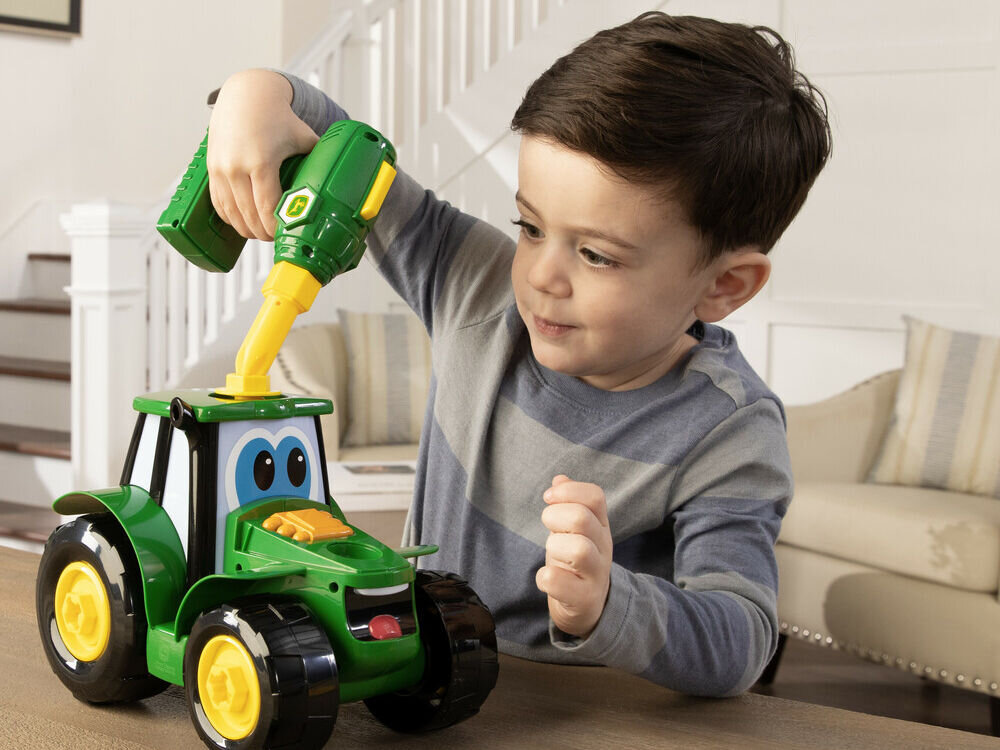 Traktor TOMY John Deere Build A Johnny Tractor 46655 klasyczna zabawa zabawa w rozkręcanie nieończąca się zabawa