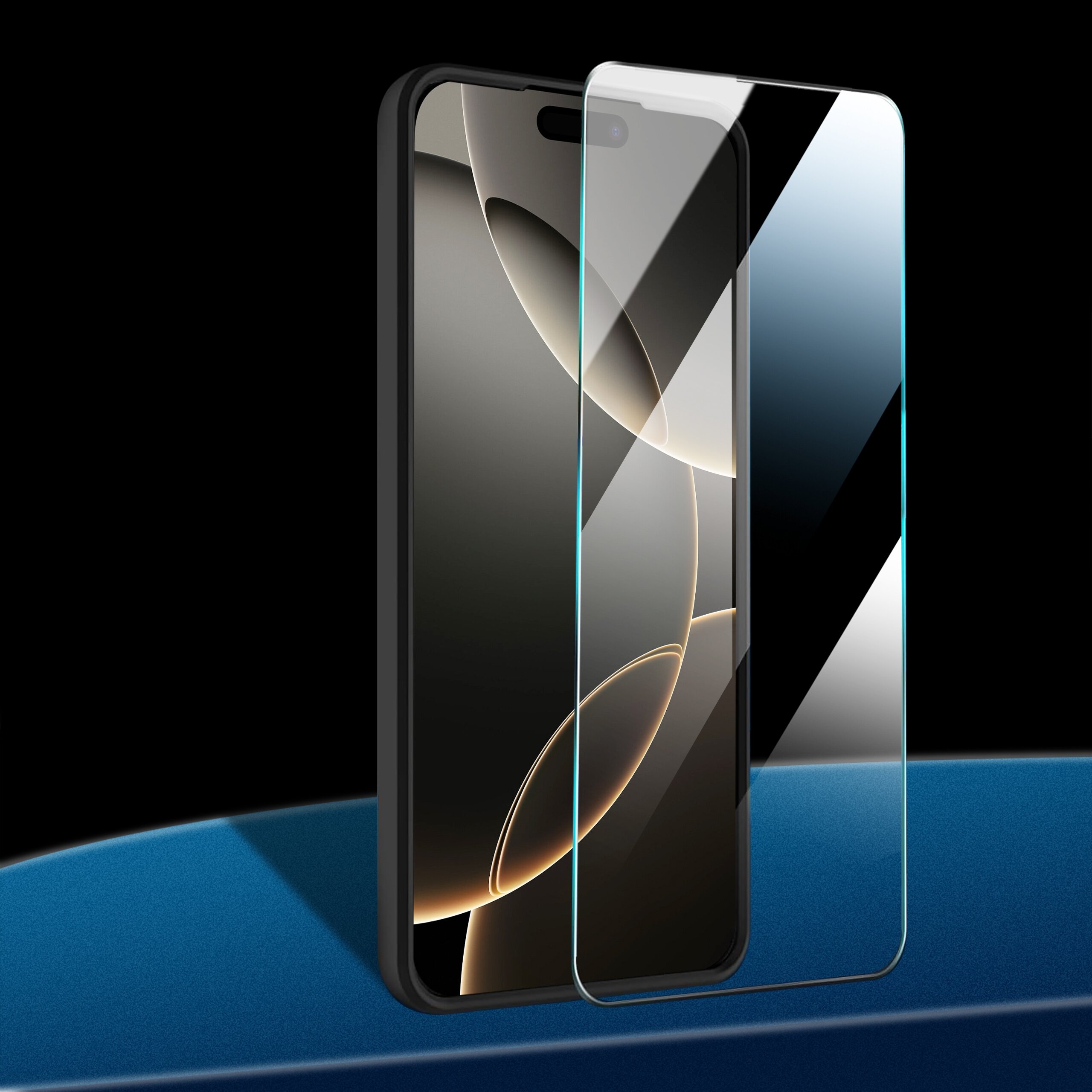 Na zdjęciu widoczne jest pancerne etui do telefonu Samsung Galaxy S24 FE z funkcją Slide Ring oraz szkło ochronne 9H. Produkt jest przedstawiony na czarnym tle z niebieskim elementem na dole.