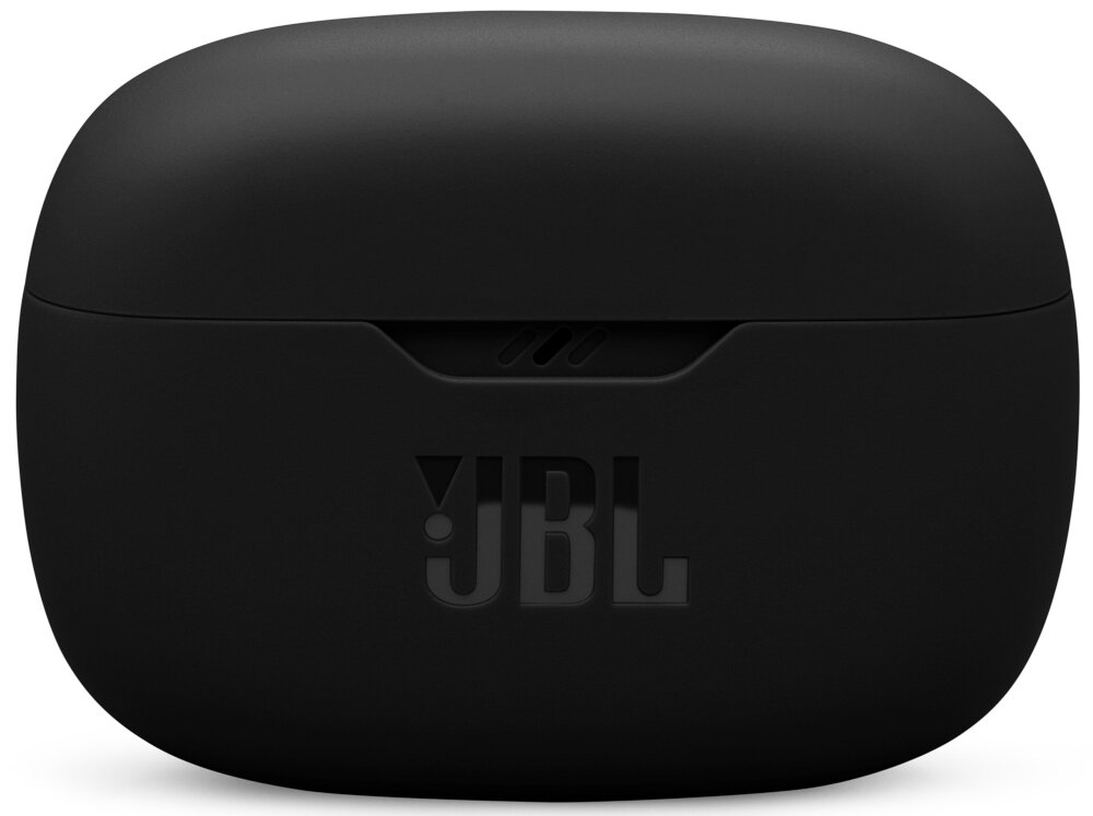 Czarne etui na słuchawki z widocznym logo \'JBL\' na przedniej stronie.