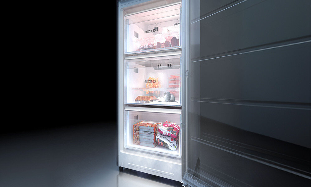 LODÓWKA TEKA RBF 68670 WH Zamrażarka z trzema wysuwanymi szufladami na mrożone produkty. Przejrzysty układ ułatwia organizację i dostęp do żywności FreshBox ZeroBox FlipBox organizacja przestrzeni elastyczne przechowywanie