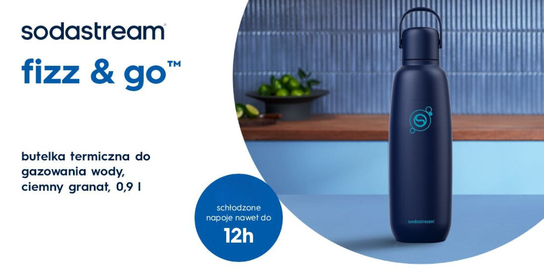 Butelka termiczna SODASTREAM Fizz&Go 0.9 l Ciemnogranatowy zdjęcie lifestyle Codzienne nawodnienie
