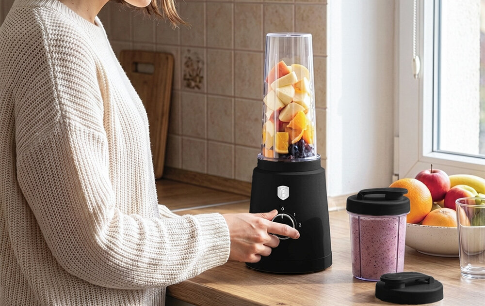 Blender personalny BERLINGER HAUS Taupe BH-9875 zdjęcie lifestyle Blenduj i zabieraj Dwie prędkości pracy Dwa poziomy prędkości funkcja Pulse