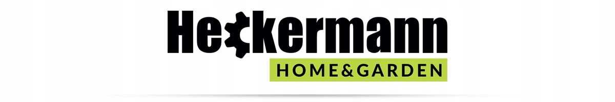Logo z napisem \'Heckermann HOME&GARDEN\' na białym tle.