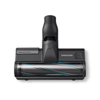 Na obrazie widoczna jest czarna szczotka do odkurzacza z napisem \'Samsung\' oraz \'Turbo Action Brush\'.