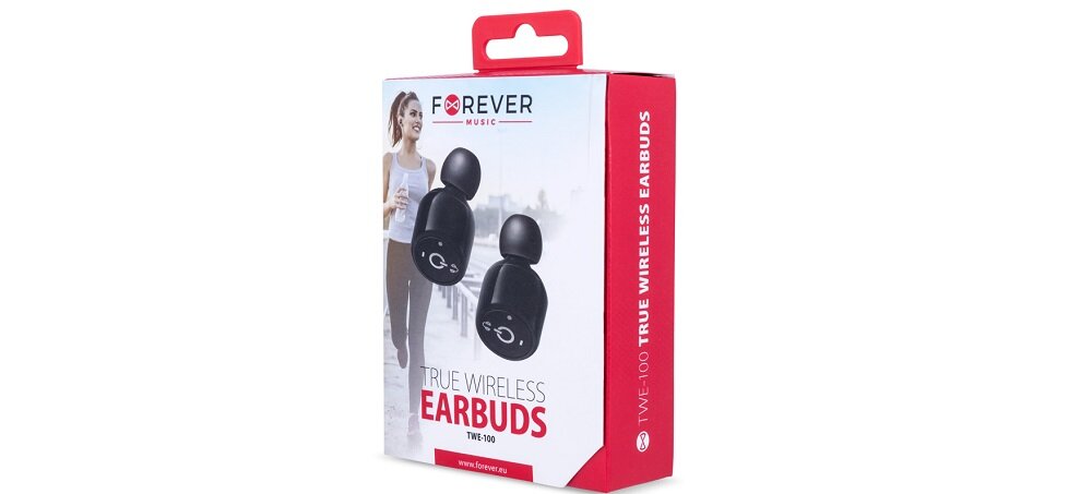 Słuchawki dokanałowe FOREVER TWE-100 Czarny opakowanie zamknięte