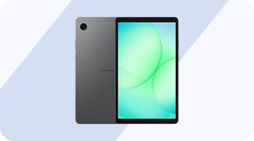 Galaxy Tab A11 w kolorze czarnym Tablet z wyświetlaczem w kolorze zielonym i czarną obudową, z widocznym logo Samsung.