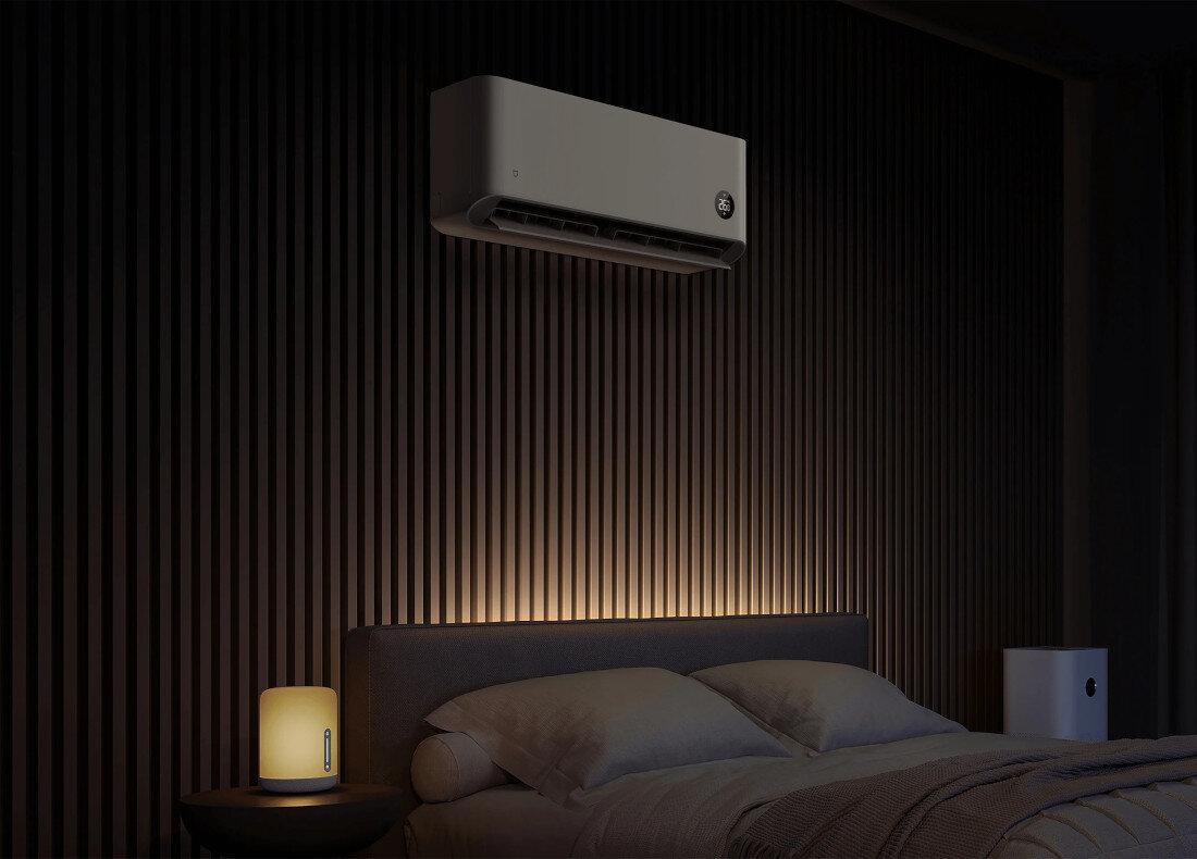 Klimatyzator Split, Pompa ciepła powietrze - powietrze XIAOMI Mijia Air Conditioner Eco 3.5 kW zdjęcie lifestyle Cicha praca na co dzień Poziom hałasu jednostki wewnętrznej wynosi 52 dB od intensywnego chłodzenia po spokojny tryb nocny