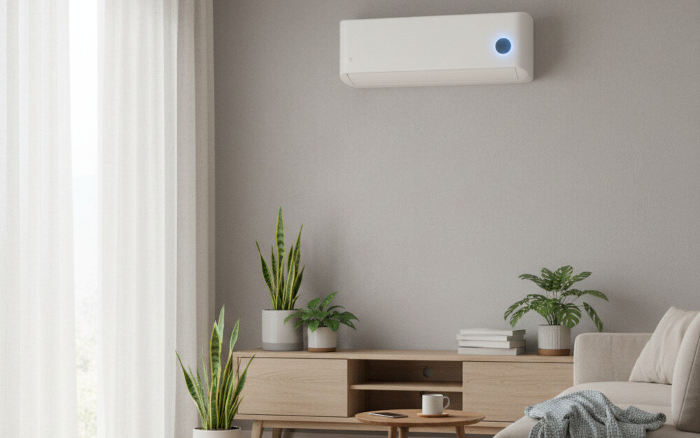 Klimatyzator Split, Pompa ciepła powietrze - powietrze XIAOMI Mijia Air Conditioner Eco 3.5 kW  zdjęcie lifestyle Praca przez cały rok Zakres temperatur z funkcji chłodzenia latem oraz wydajnego ogrzewania w chłodne dni