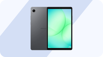Galaxy Tab A11 w kolorze czarnym Tablet z wyświetlaczem w kolorze zielonym i czarną obudową, z widocznym logo Samsung.