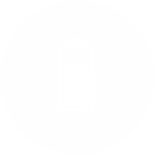 Ikona przedstawia biały symbol baterii na białym tle.
