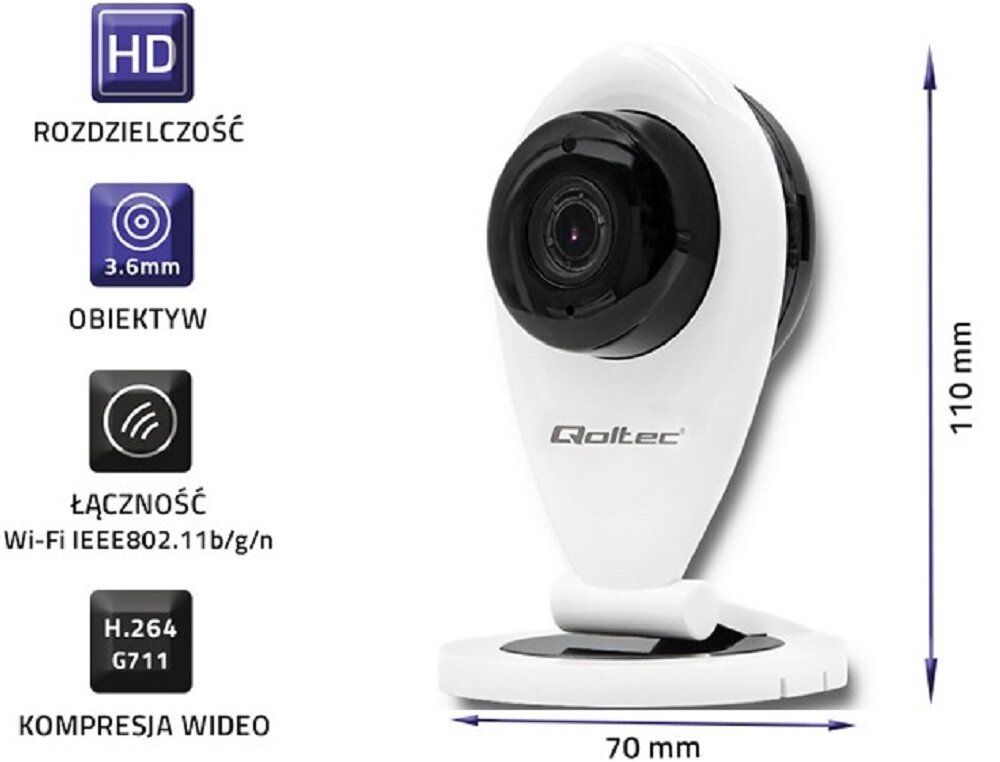 Kamera IP QOLTEC HD WiFi IR Biały - Funkcjonalnosc 