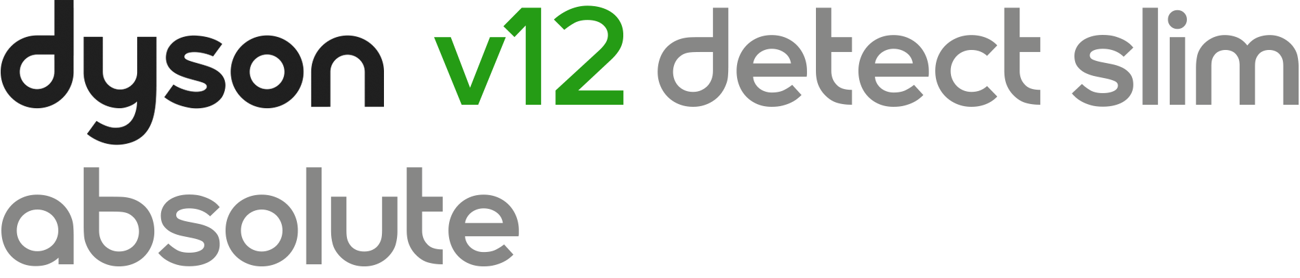 Logo z napisem \'dyson v12 detect slim absolute\'.