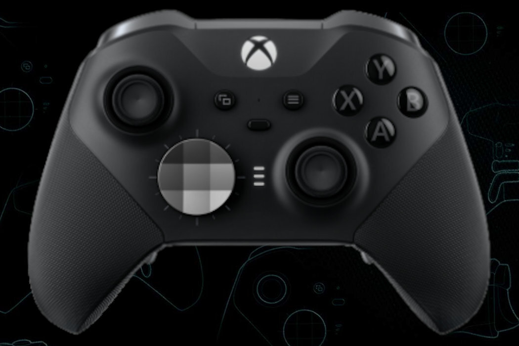 Czarny kontroler do gier z widocznym logo Xbox na górze. Posiada dwa analogowe drążki, krzyżak kierunkowy oraz przyciski oznaczone literami Y, X, B, A.