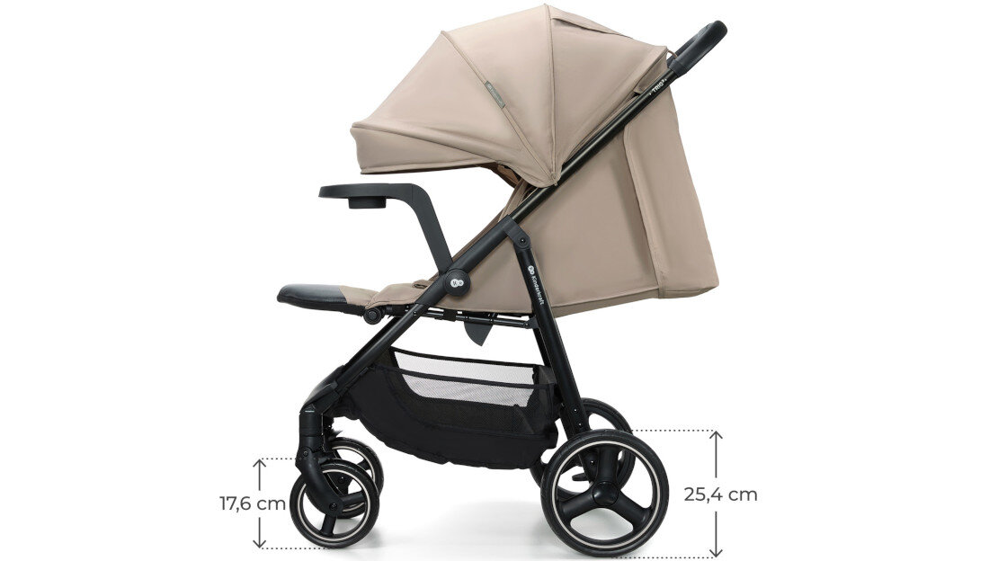 Wózek dziecięcy spacerowy KINDERKRAFT Trig 3 Tray Beżowy zdjęcie lifestyle Ochrona przez cały rok Wodoodporna budka  panel wentylacyjny