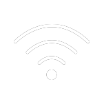 Ikona przedstawia symbol Wi-Fi w kolorze białym na czarnym tle.