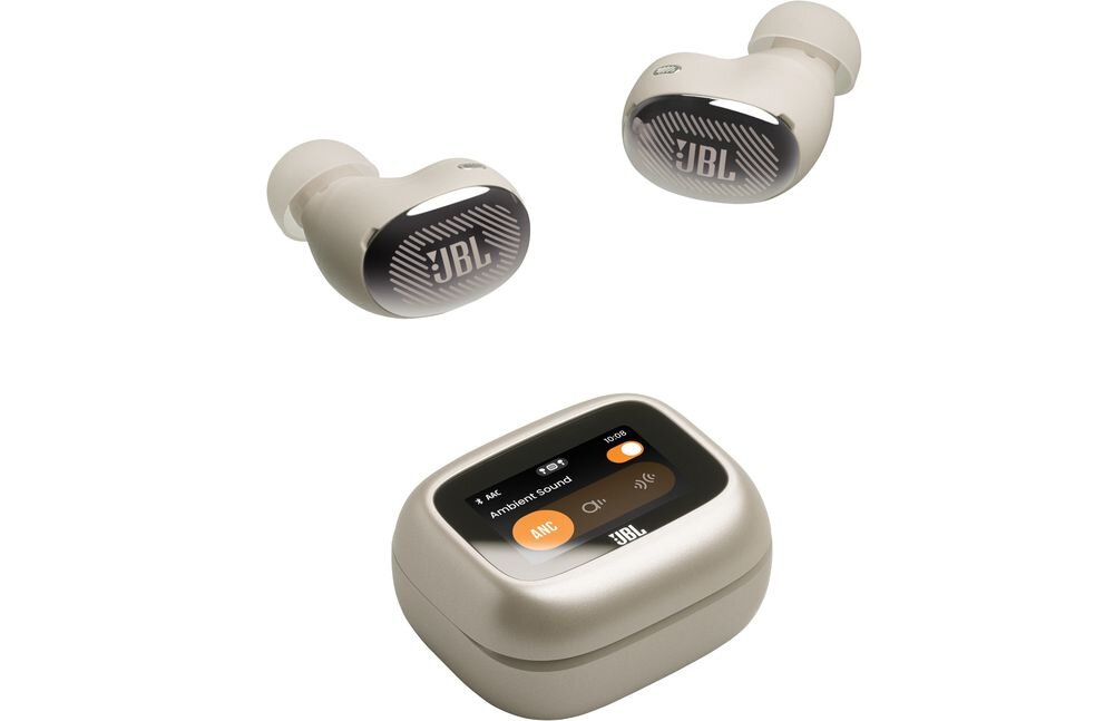Słuchawki dokanałowe JBL Live Buds 4 ANC z Bluetooth LE Audio i Auracast, słuchawki z etui ładującym na białym tle