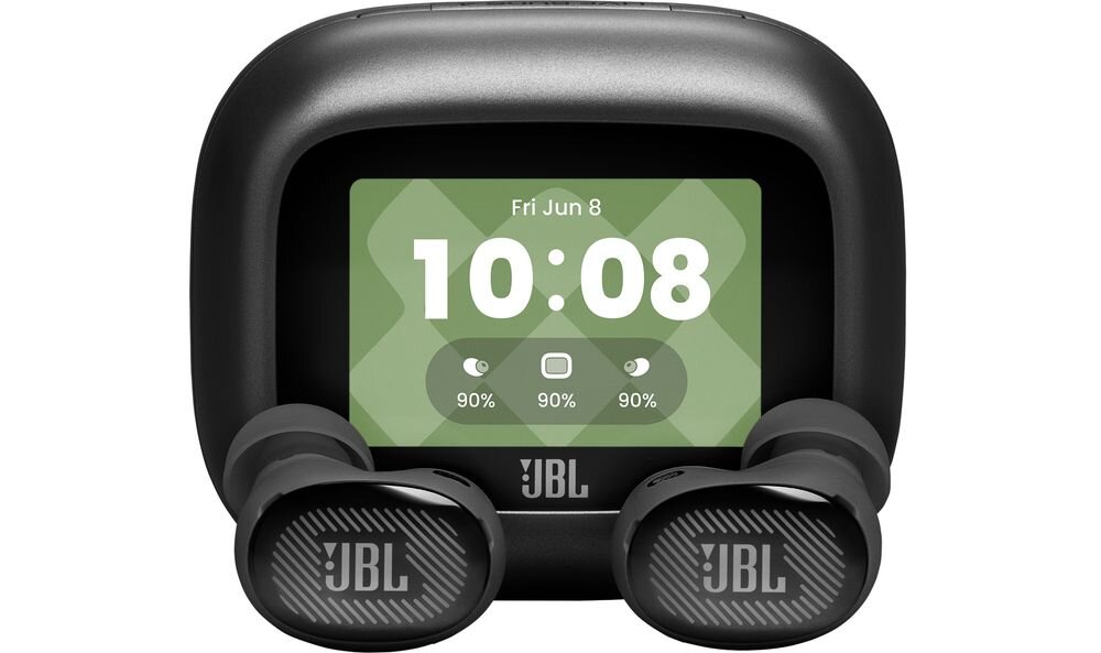 Słuchawki dokanałowe JBL Live Buds 4 ANC z Hi-Res Audio i redukcją hałasu ANC, słuchawki z etui ładującym na białym tle