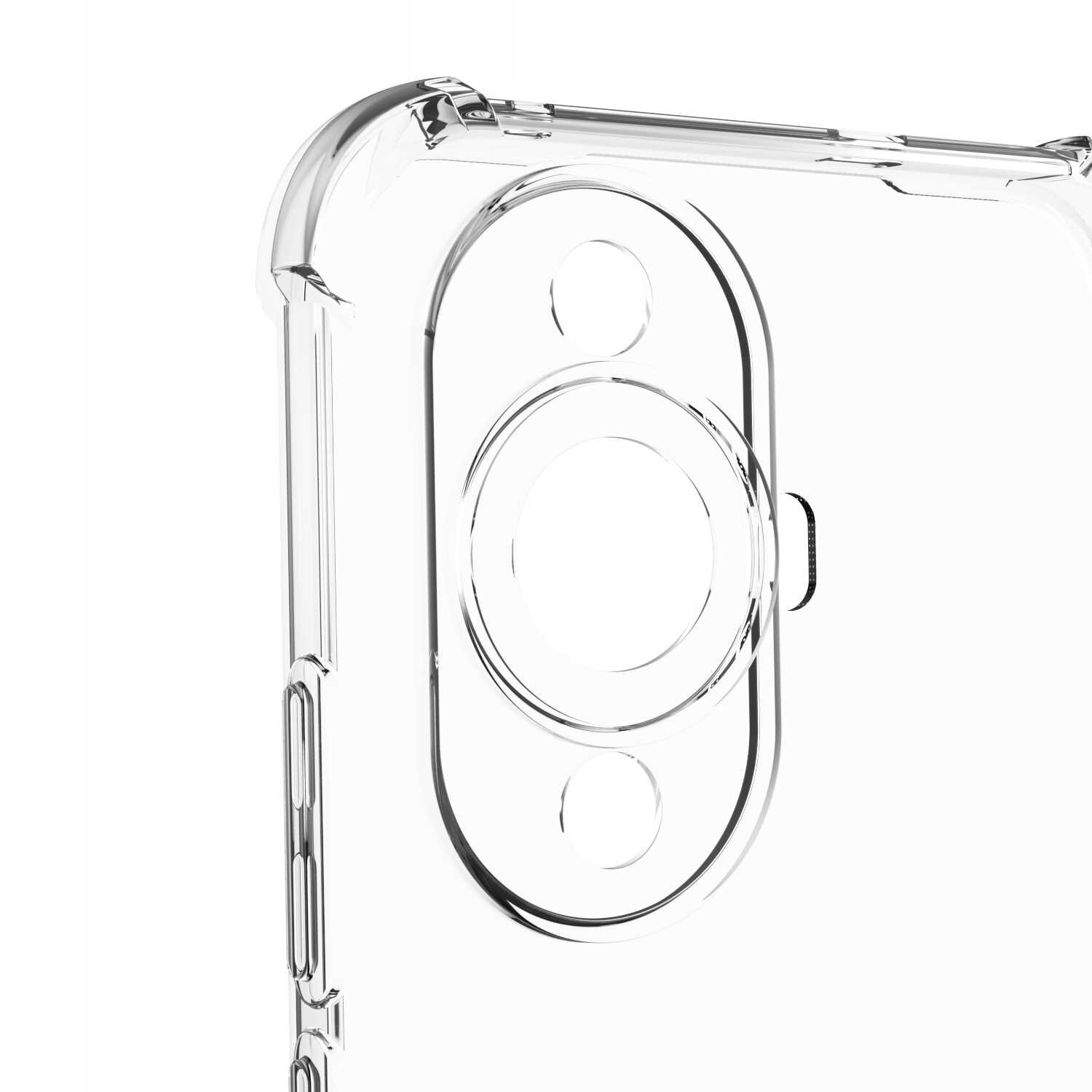 Przezroczyste silikonowe etui z wycięciami na aparat i przyciski, przeznaczone do telefonu Huawei Nova 11/12S. Etui posiada wzmocnione narożniki dla dodatkowej ochrony.