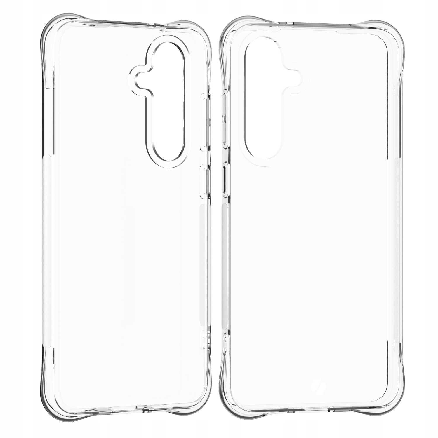 Przezroczyste silikonowe etui z zaokrąglonymi narożnikami i wycięciem na aparat. Produkt jest przeznaczony do telefonu Galaxy S24 FE.