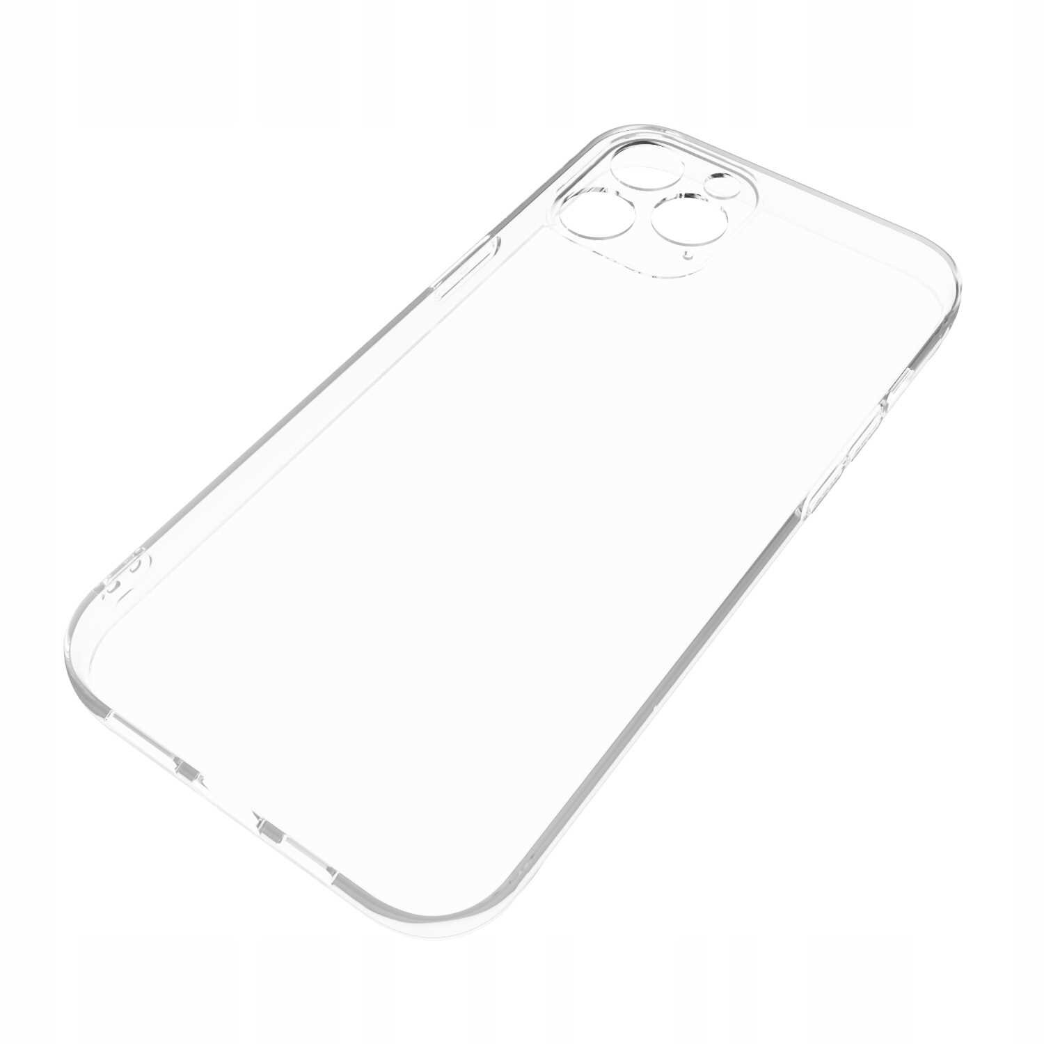 Przezroczyste silikonowe etui z wycięciami na aparat, przeznaczone do iPhone 12 Pro Max.
