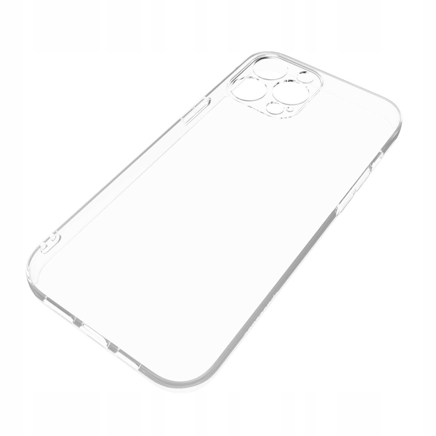 Przezroczyste silikonowe etui z wycięciami na aparat i przyciski, przeznaczone do iPhone 14 Pro Max.