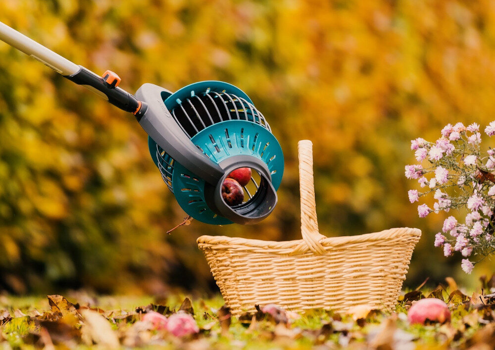 Zbieraczka do owoców GARDENA Combisystem 3108-20 elastyczne rozporki z wysokiej jakosci tworzywa sztucznego odpornosc na uszkodzenia mechaniczne zbieranie owocow o srednicy od 4 do 9 cm