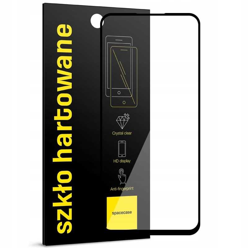 Opakowanie szkła hartowanego z napisem \'szkło hartowane\' w kolorze żółtym oraz grafikami przedstawiającymi cechy produktu: \'Crystal clear\', \'HD display\', \'Anti-fingerprint\'.